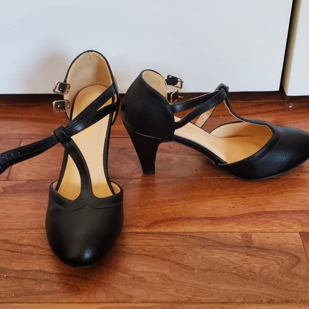 Black T-Strap Heels